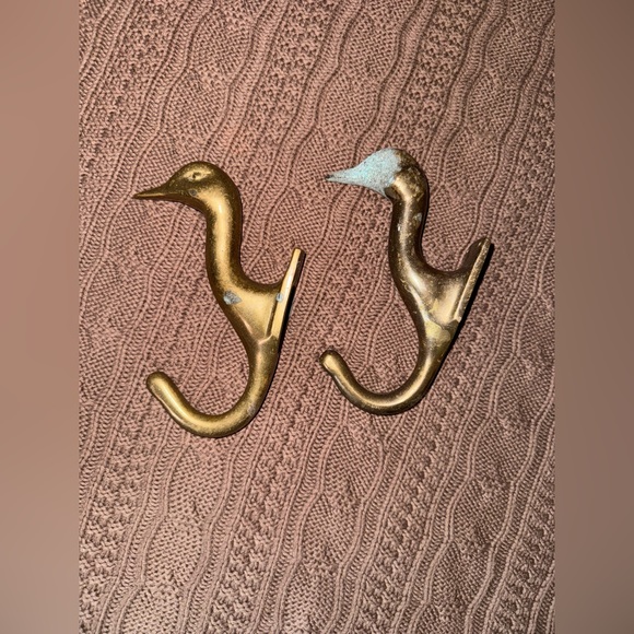Antique Other - antique brass heavy duck head hook hangers